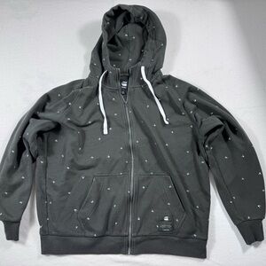 G-Star RAW Zip Hoodie Black All Over Logo Print XXL